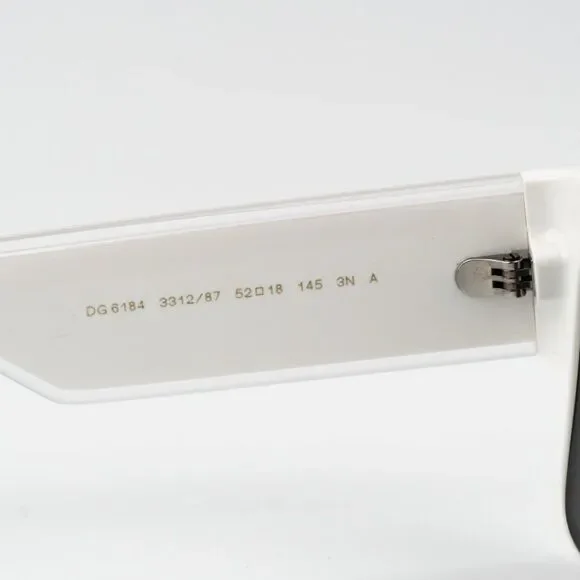 NEW D&G DG6184 331287 White Dark Grey Square Unisex Sunglasses